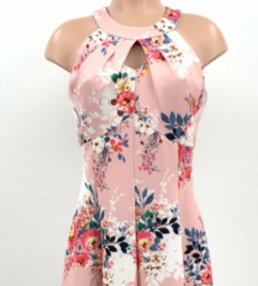 Roz & Ali Pink Floral Scuba Knit Fit and Flare Dress